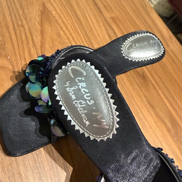 Circus by Sam Edelman Black Slide Mules with Iridescent Sequin Discs - Picture 3 of 4